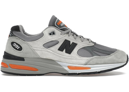 New Balance 991v2 MiUK Pelican Grey Orange - authentic New Balance sneakers