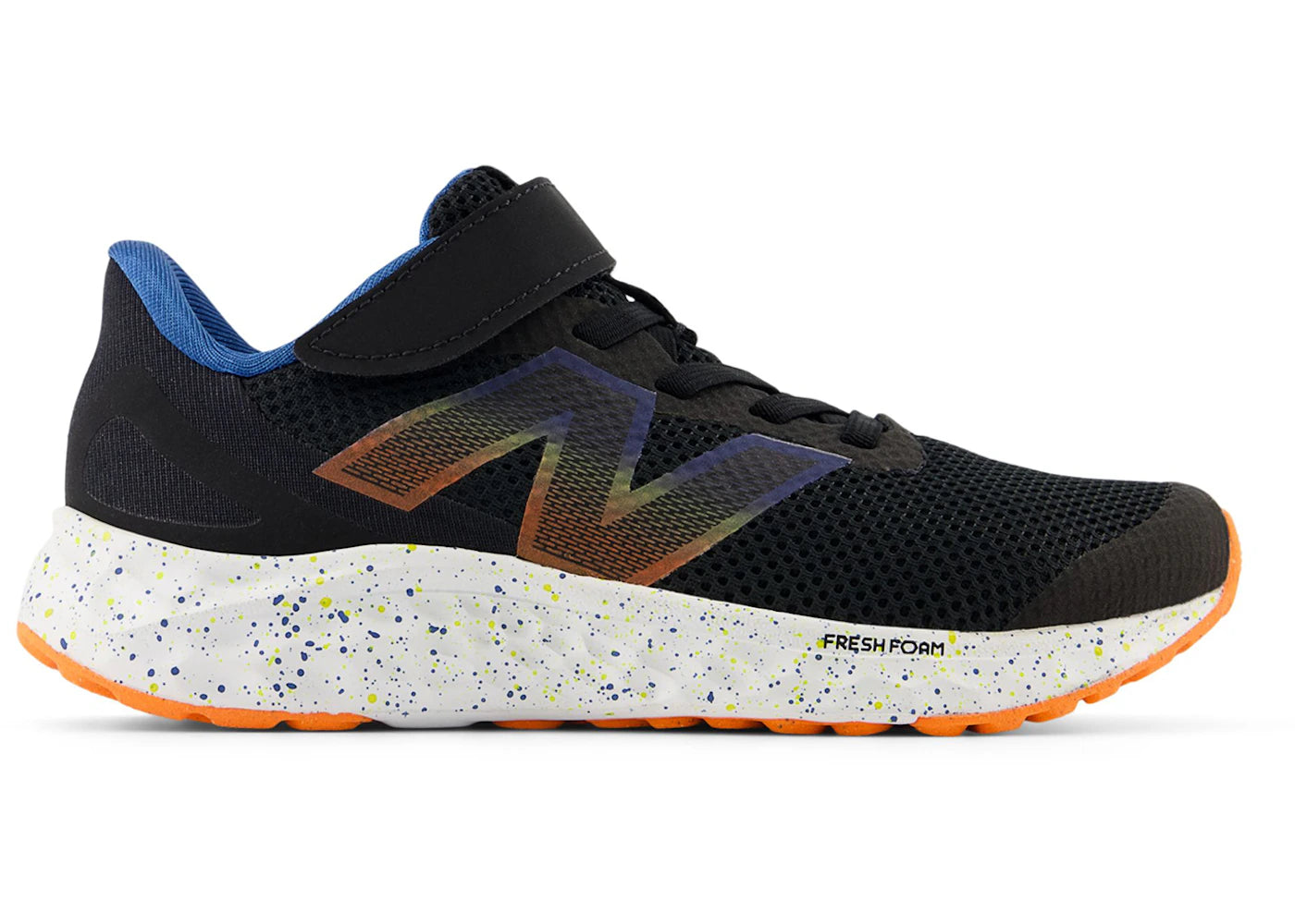 New Balance Fresh Foam Arishi v4 Bungee Lace Black Blue Agate Blaze Orange (PS) - vue 360