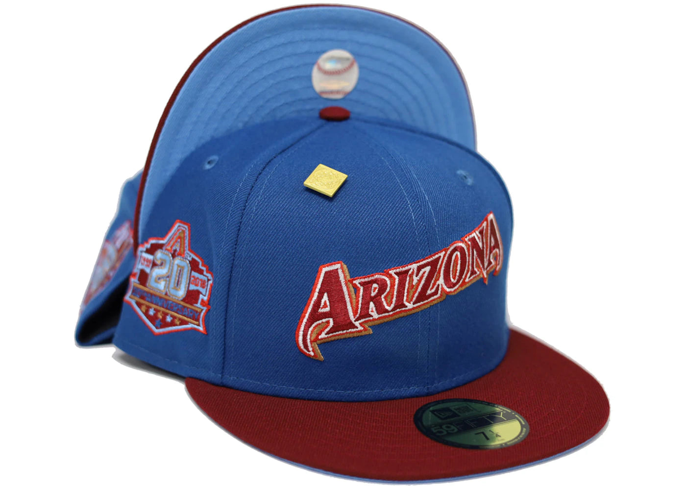 New Era Arizona Diamondbacks 20th Anniversary Patch Capsule Hats Exclusive 59Fifty Fitted Hat Blue/Blue - vue secondaire A