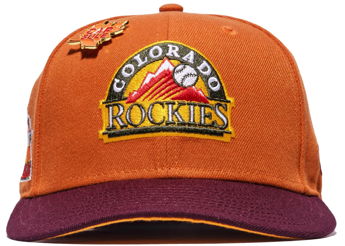 New Era Colorado Rockies Fall Collection 1998 All Star Game Capsule Hats Exclusive 59Fifty Fitted Hat Orange/Yellow - vue secondaire B