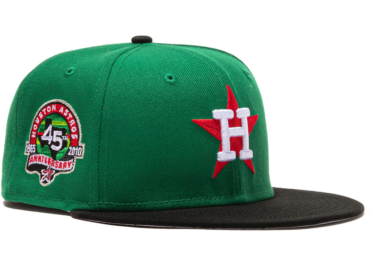 New Era Houston Astros Beer Pack 45th Anniversary Patch Hat Club Exclusive 59Fifty Fitted Hat Kelly Green/Black - vue secondaire A