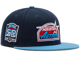 New Era x Hat Club Exclusive Cool Fashion Houston Astros 50th Anniversary Patch 59Fifty Fitted Hat Navy/Red - vue 360
