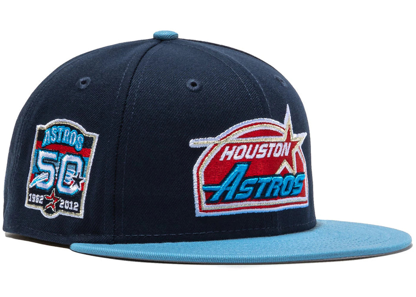 New Era x Hat Club Exclusive Cool Fashion Houston Astros 50th Anniversary Patch 59Fifty Fitted Hat Navy/Red - vue secondaire A
