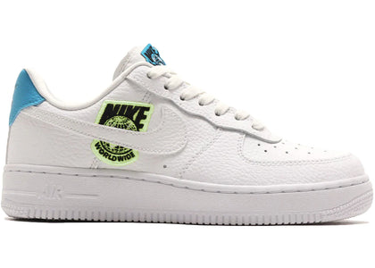 Nike Air Force 1 Low '07 Worldwide Pack White Blue Volt (Women's) - authentic Nike sneakers
