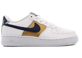 Nike Air Force 1 Low '07 LV8 White Blue Void Metallic Gold (GS) - authentic Nike sneakers
