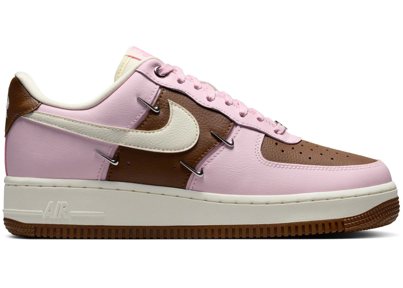 Nike Air Force 1 Low '07 LX Cacao Wow Pink Foam Metallic Silver Mini Swoosh (Women's) - vue 360