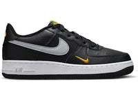 Nike Air Force 1 Low Black Wolf Grey Gold Mini Swoosh (GS)