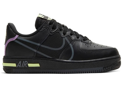Nike Air Force 1 Low React Black Violet Star Barely Volt (GS) - sneakers view 2
