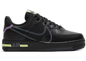 Nike Air Force 1 Low React Black Violet Star Barely Volt (GS)