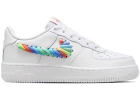 Nike Air Force 1 Low White Rainbow Lace Swoosh (GS)