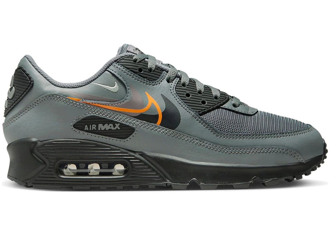 Nike Air Max 90 Multi Swoosh Smoke Grey Mandarin - vue 360