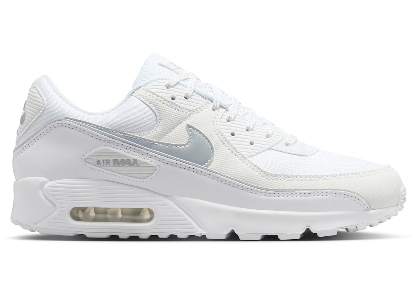 Nike Air Max 90 Premium White Metallic Silver Reflective - vue 360