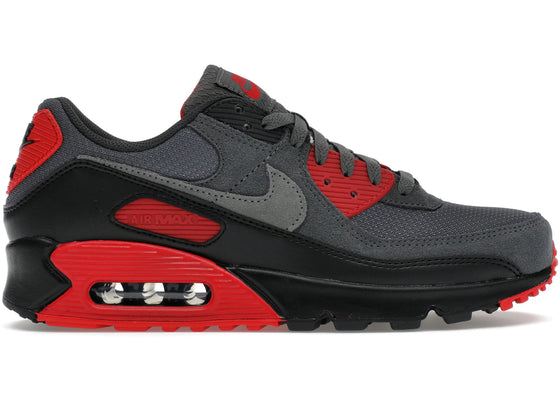 Nike Air Max 90 Smoke Grey Fire Red sneakers - authentic Nike shoes