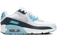 Nike Air Max 90 White Baltic Blue Armory Navy Wolf Grey (GS)