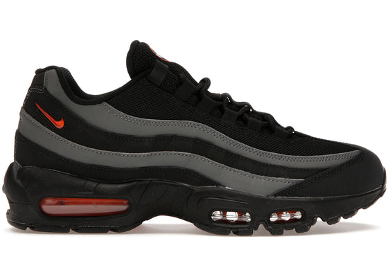 Nike Air Max 95 Black Grey Safety Orange sneakers - authentic streetwear shoes