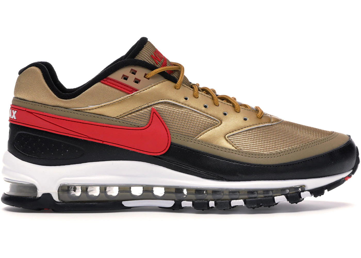 Nike Air Max 97 BW Metallic Gold University Red Black sneakers - authentic Nike shoes
