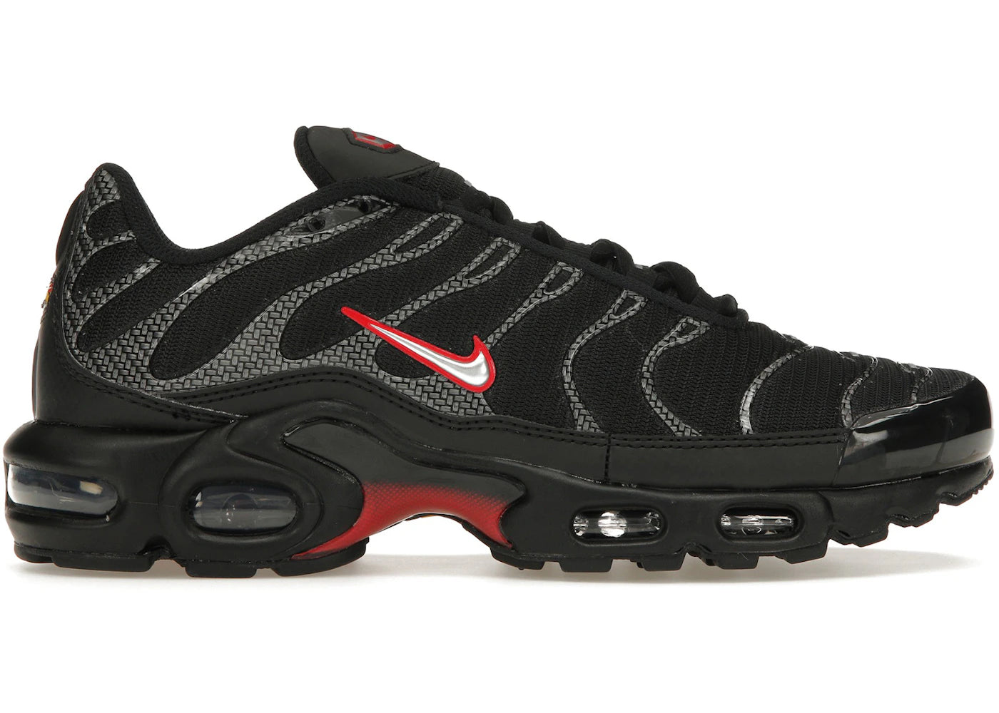 Nike Air Max Plus Black University Red Metallic Silver - vue 360
