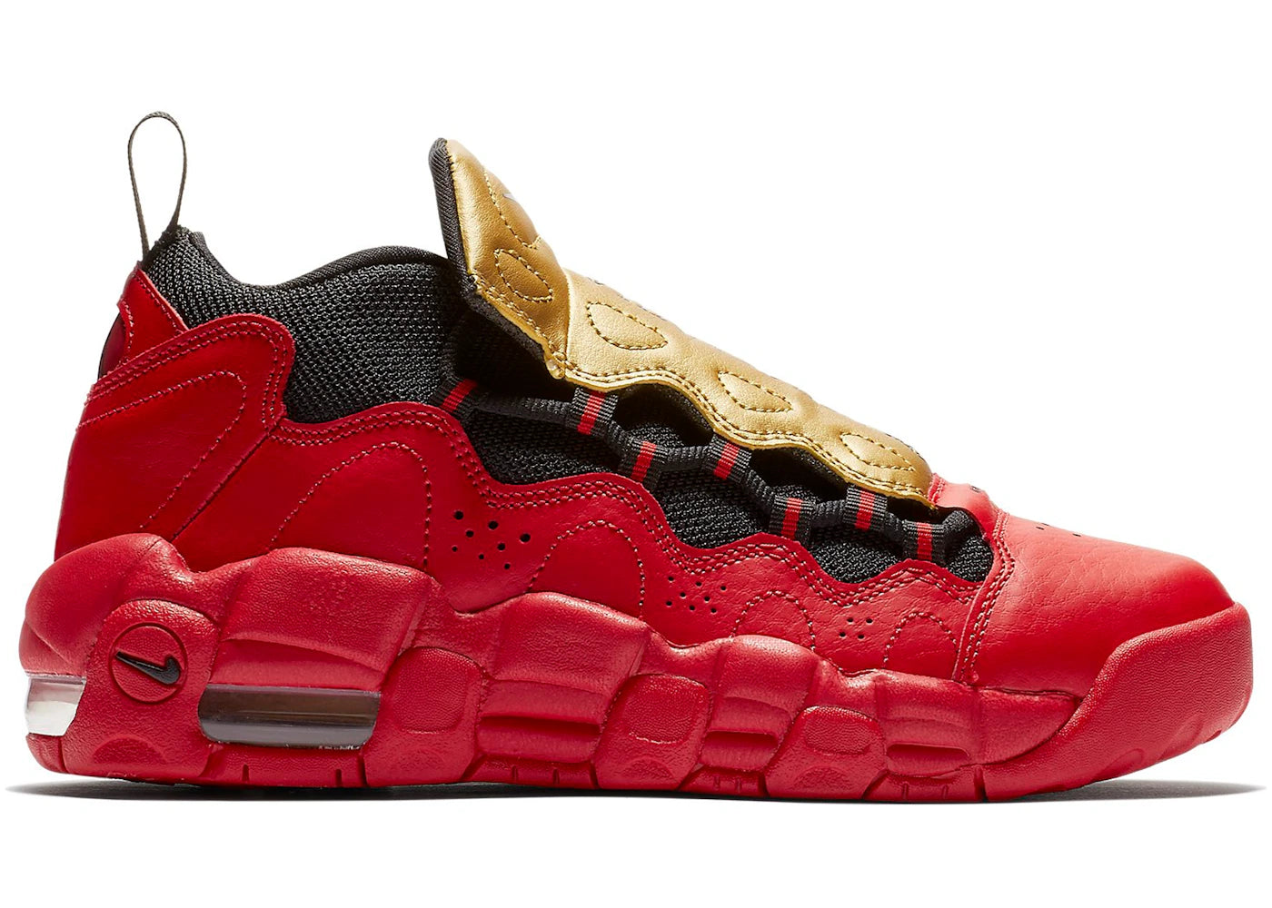 Nike Air More Money University Red Metallic Gold (GS) - vue secondaire A