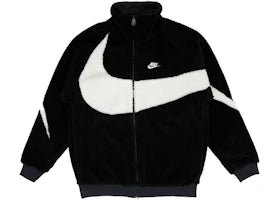 Nike Big Swoosh Reversible Boa Jacket (Asia Sizing) Black White - authentic Nike apparel
