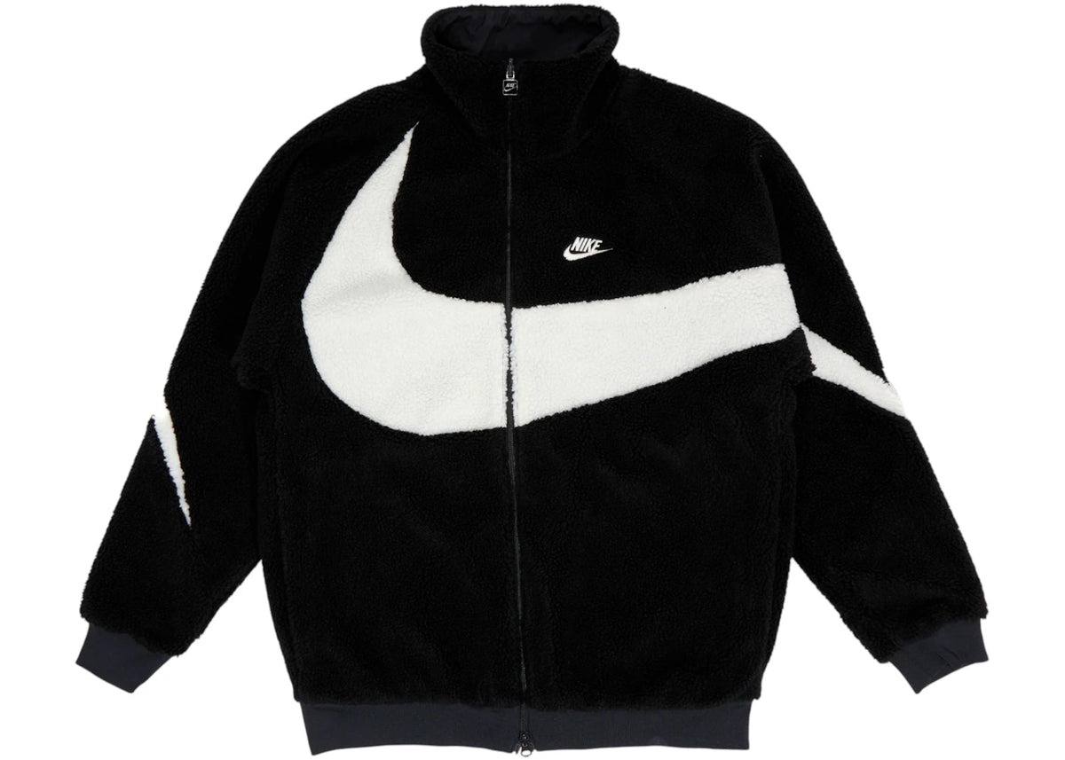 Nike Big Swoosh Wendejacke mit Boa-Verschluss (asiatische Größen) Schwarz Weiß - vue 360