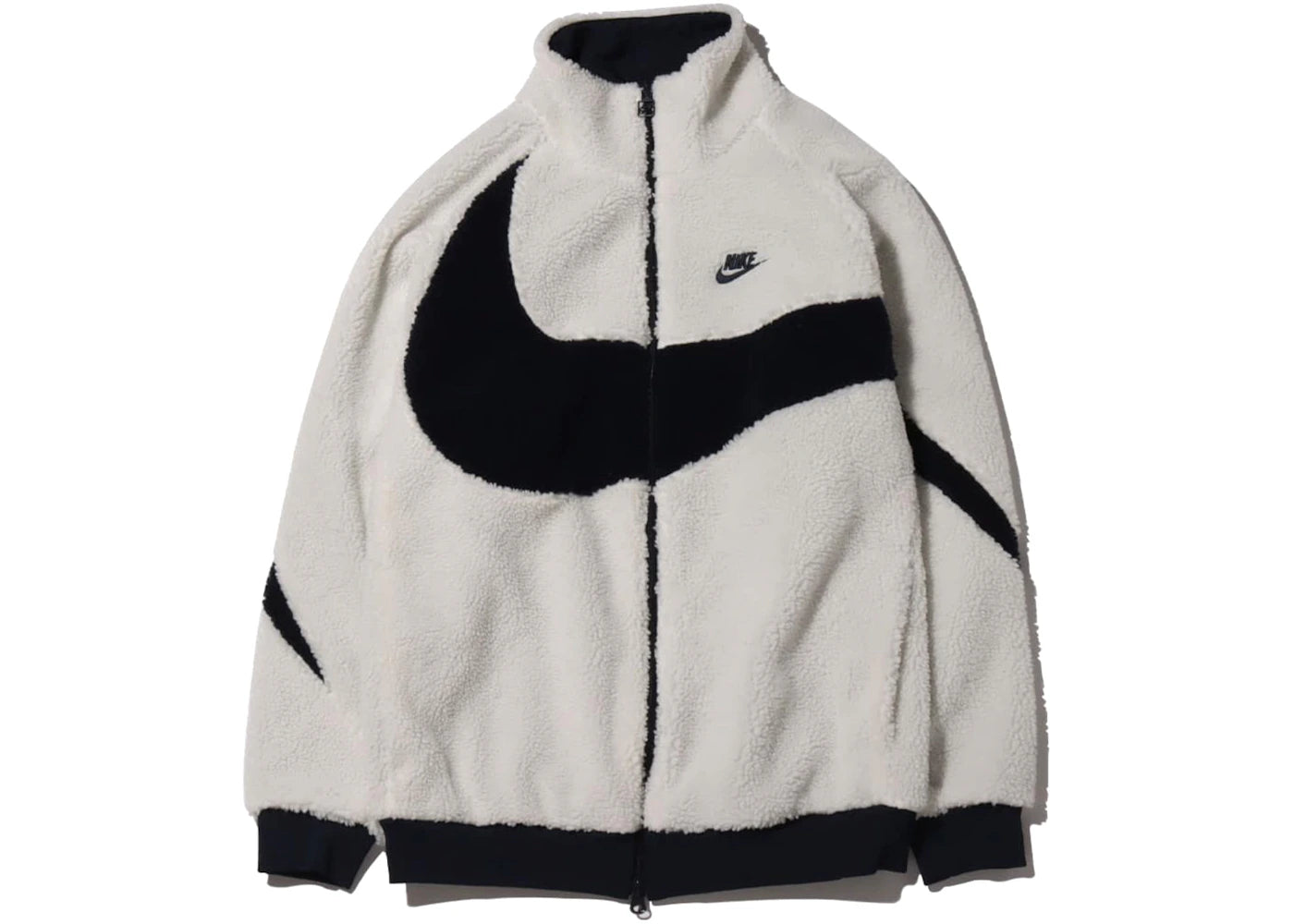 Nike Big Swoosh Reversible Boa Jacket (Asia Sizing) White Black - vue 360