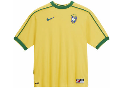 Nike Brazil 1998 Reissue Soccer Replica Jersey Varsity Maize/Pine Green - authentic Nike apparel