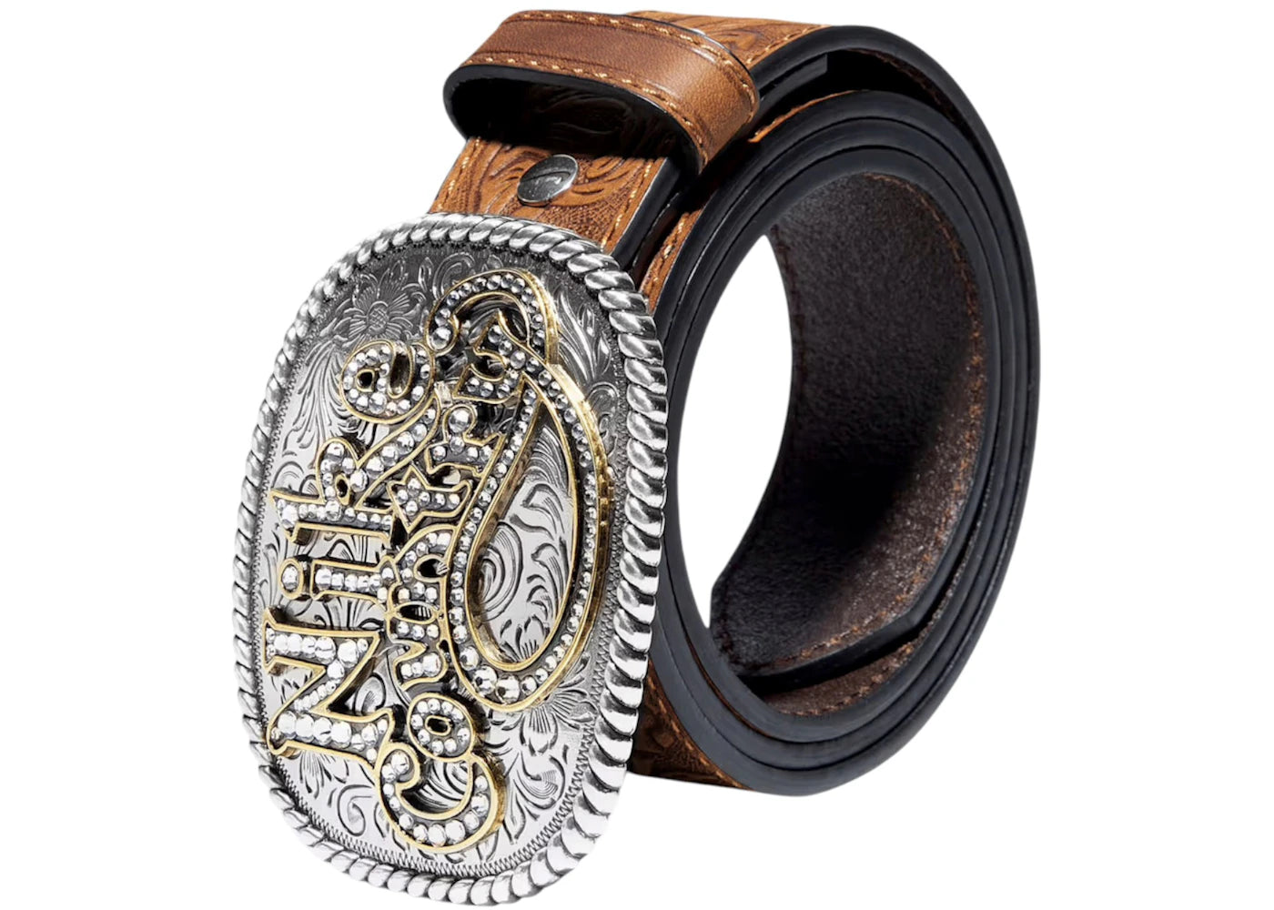 Nike Country Rhinestone Plaque Buckle Leather Belt Tan/Beige - vue secondaire B