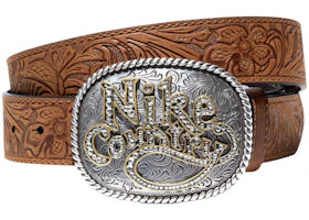 Nike Country Rhinestone Plaque Buckle Leather Belt Tan/Beige - vue 360