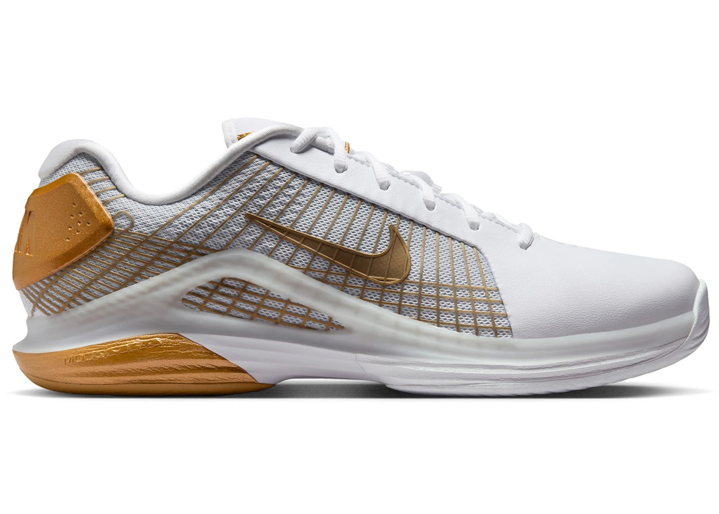 Nike Court Air Zoom Vapor 12 Hypersmash HC White Pure Platinum Metallic Gold - vue 360
