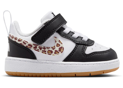 Nike Court Borough Low Black White Leopard Swoosh (TD) - authentic Nike sneakers