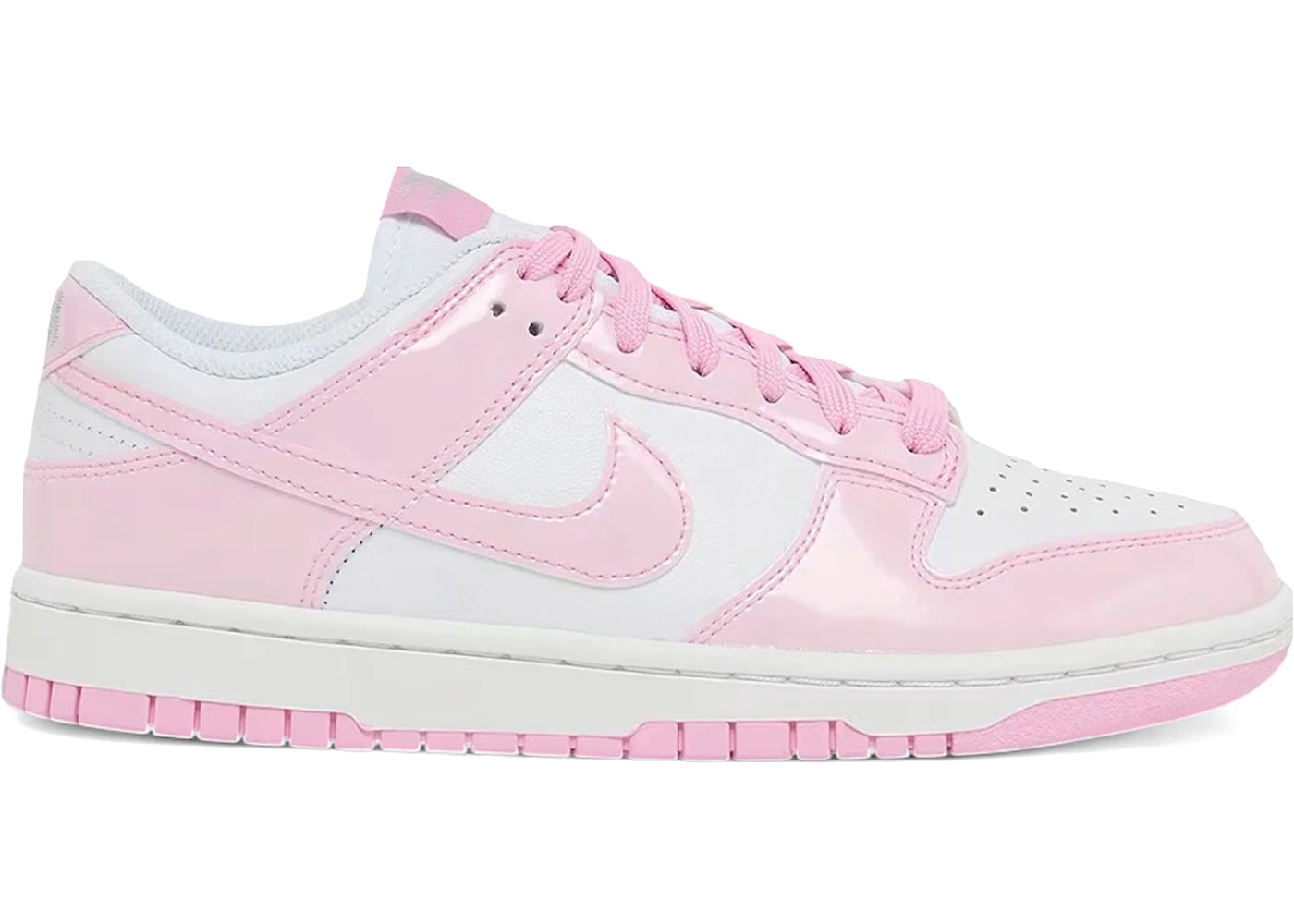 Nike Dunk Low SE Patent White Pink Rise (Women's) - vue 360