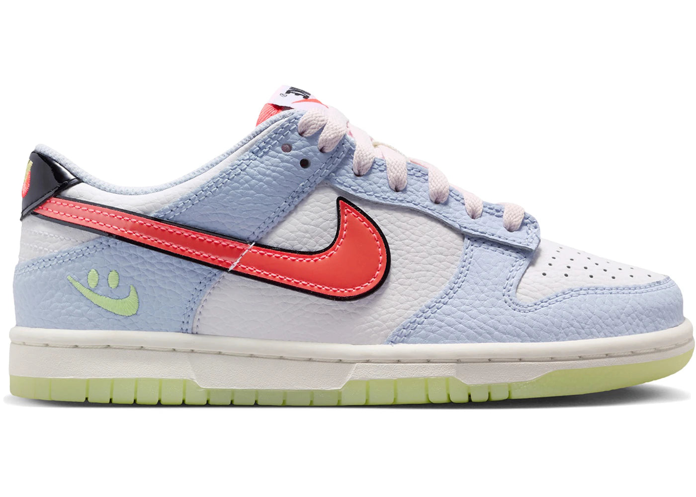 Nike Dunk Low Smiley Swoosh White Hydrogen Blue Crimson (GS) - vue 360