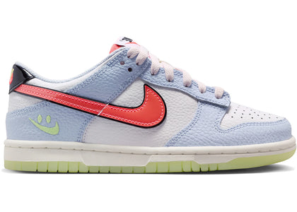 Nike Dunk Low Smiley Swoosh White Hydrogen Blue Crimson (GS) - authentic Nike sneakers