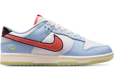Nike Dunk Low Smiley Swoosh White Hydrogen Blue Crimson (GS)
