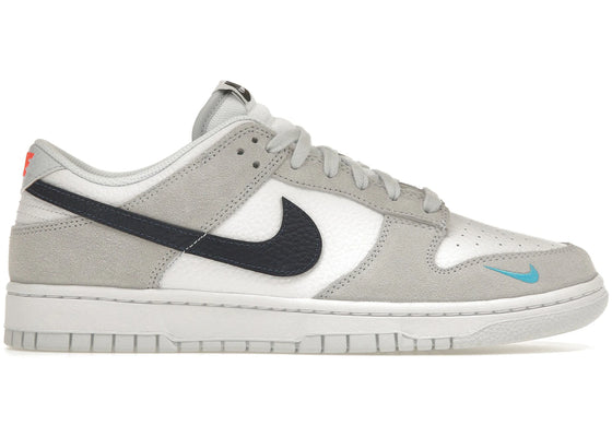 Nike Dunk Low White Grey Navy Aqua Mini Swoosh sneakers - authentic Nike shoes