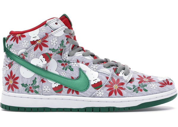 Nike SB Dunk High Concepts Ugly Christmas Sweater Grey sneakers - authentic streetwear shoes