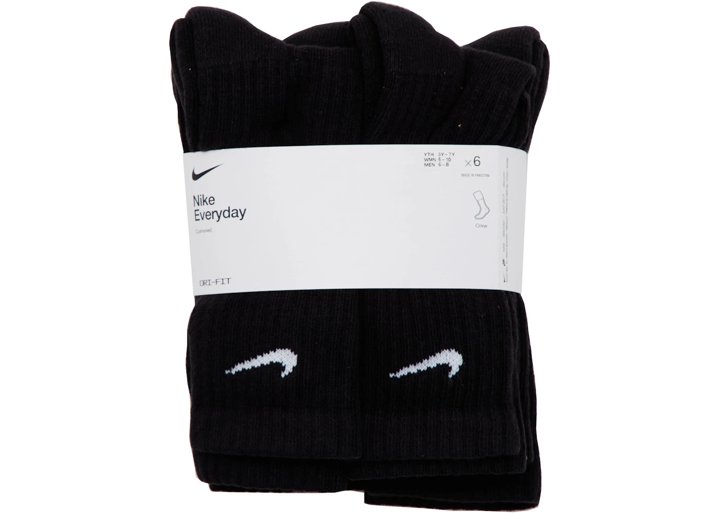 Nike Everyday Plus Cushioned Crew Socks (6 Pairs) Black sneakers - authentic Nike shoes