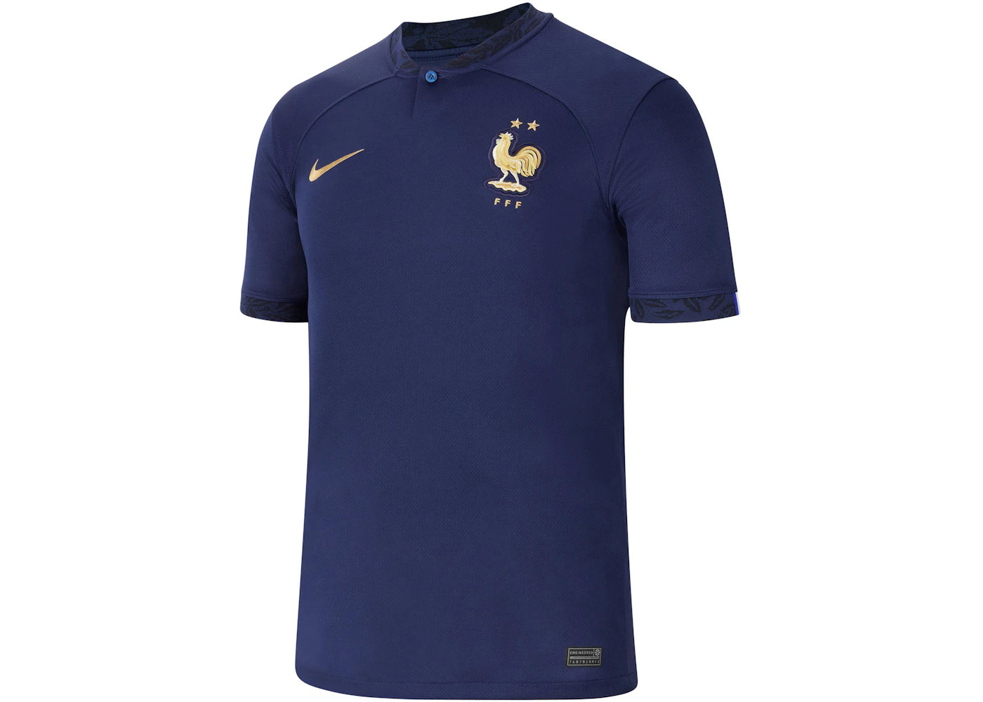 Nike France 2022/23 Stadium Home Dri-FIT Soccer Jersey Midnight Navy/Metallic Gold - vue secondaire A
