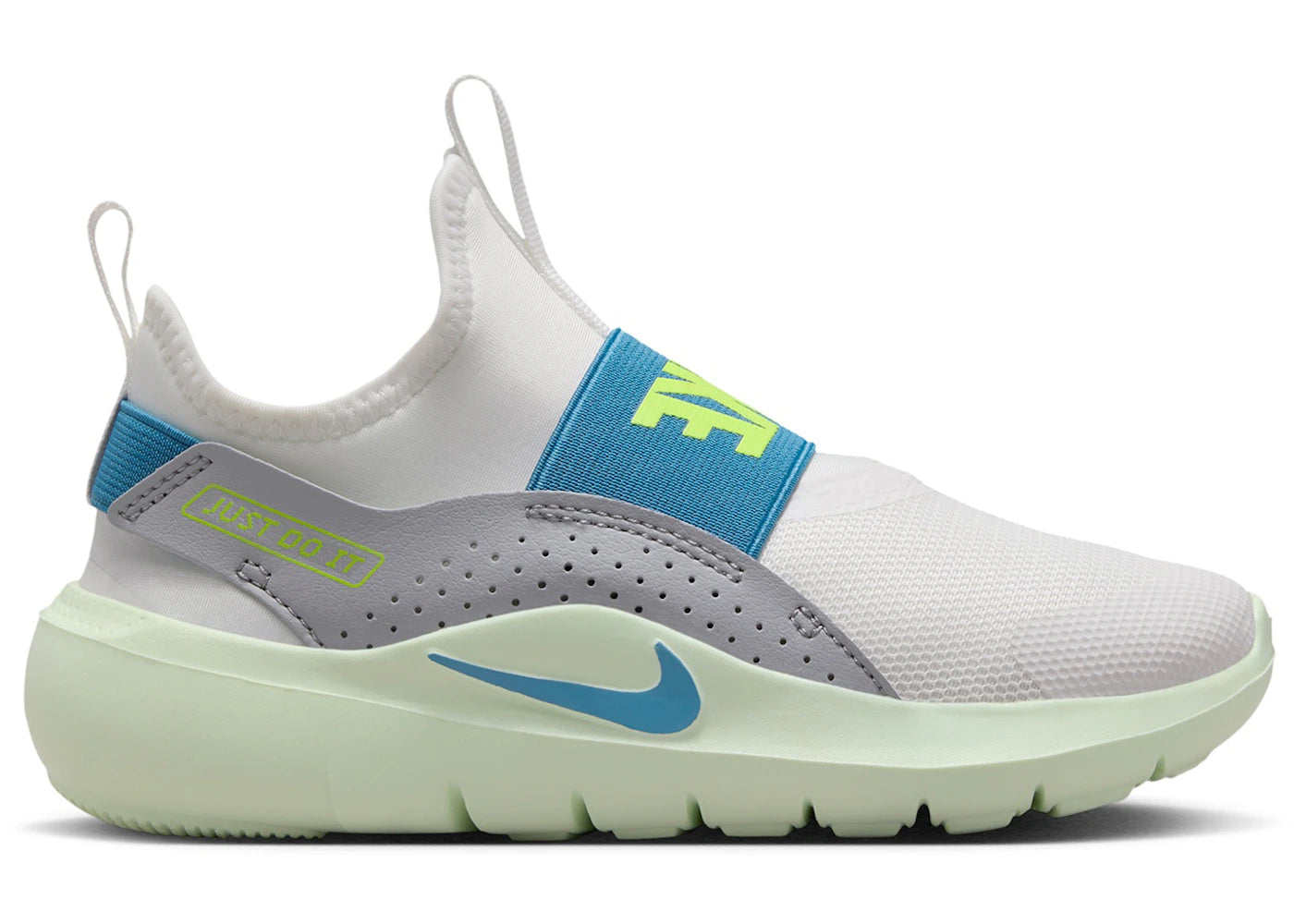 Nike Flex Runner 4 White Grey Volt Tint Dutch Blue (PS) - vue 360