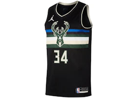 Nike Giannis Antetokounmpo Bucks Statement Jersey Core Black/Cargo Khaki/Cloud White - authentic Nike apparel
