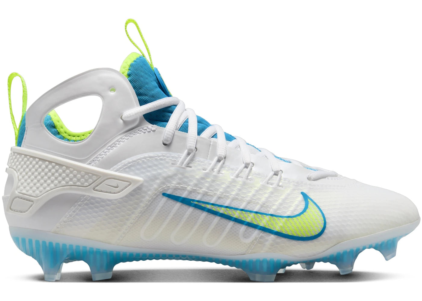 Nike Huarache 9 Elite Mid LAX SE White Vivid Blue Volt - vue secondaire A