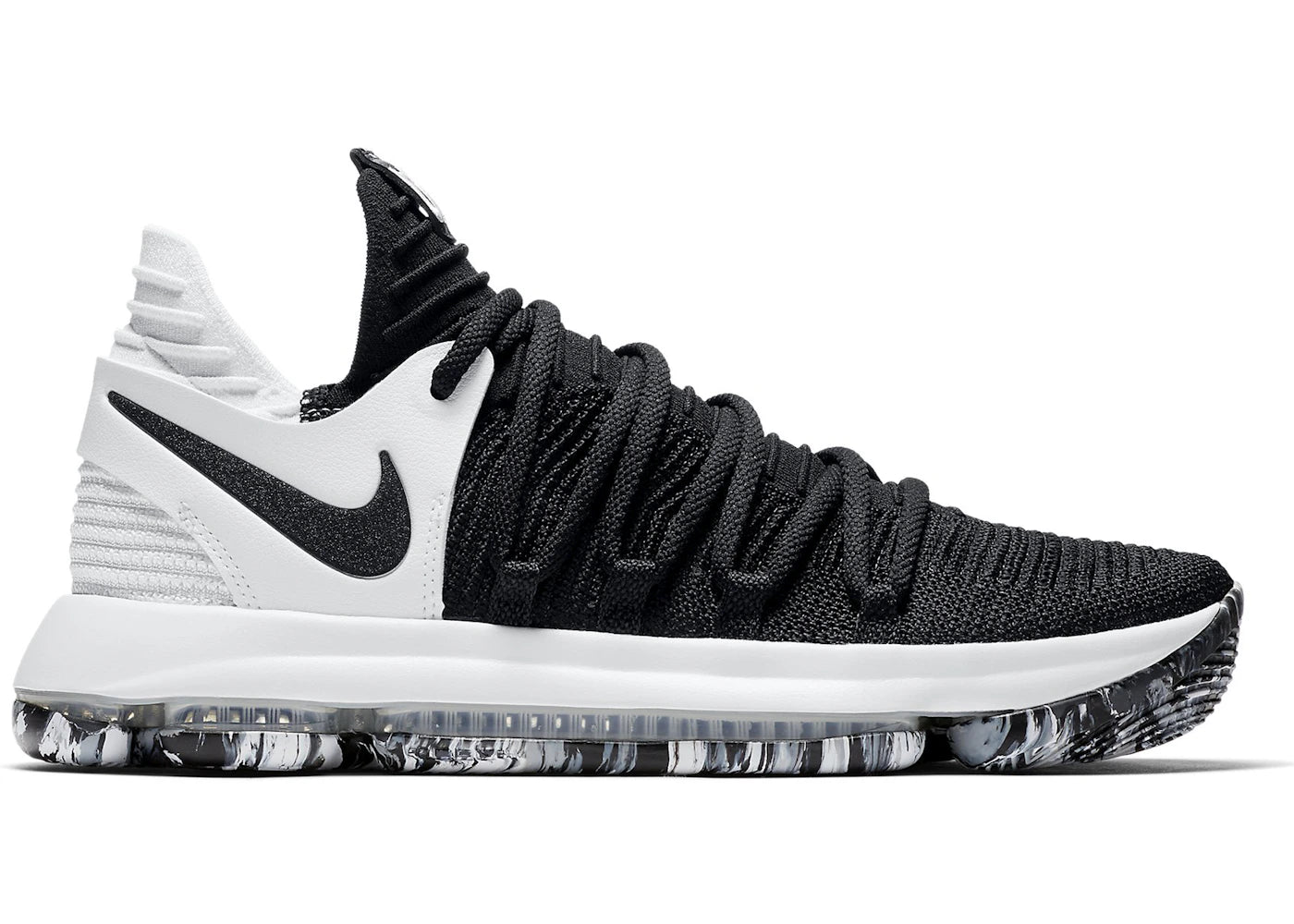 Nike KD 10 Schwarz Weiß - vue 360