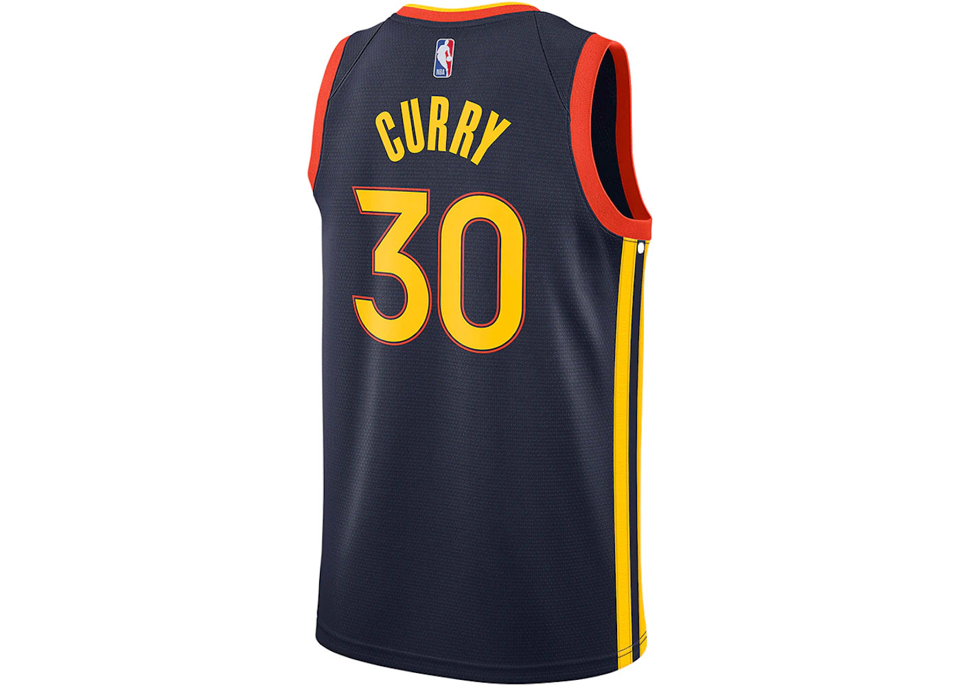 Nike NBA Golden State Warriors Oakland 2021/22 Stephen Curry City Edition Swingman Jersey College Navy/Team Orange - vue secondaire A