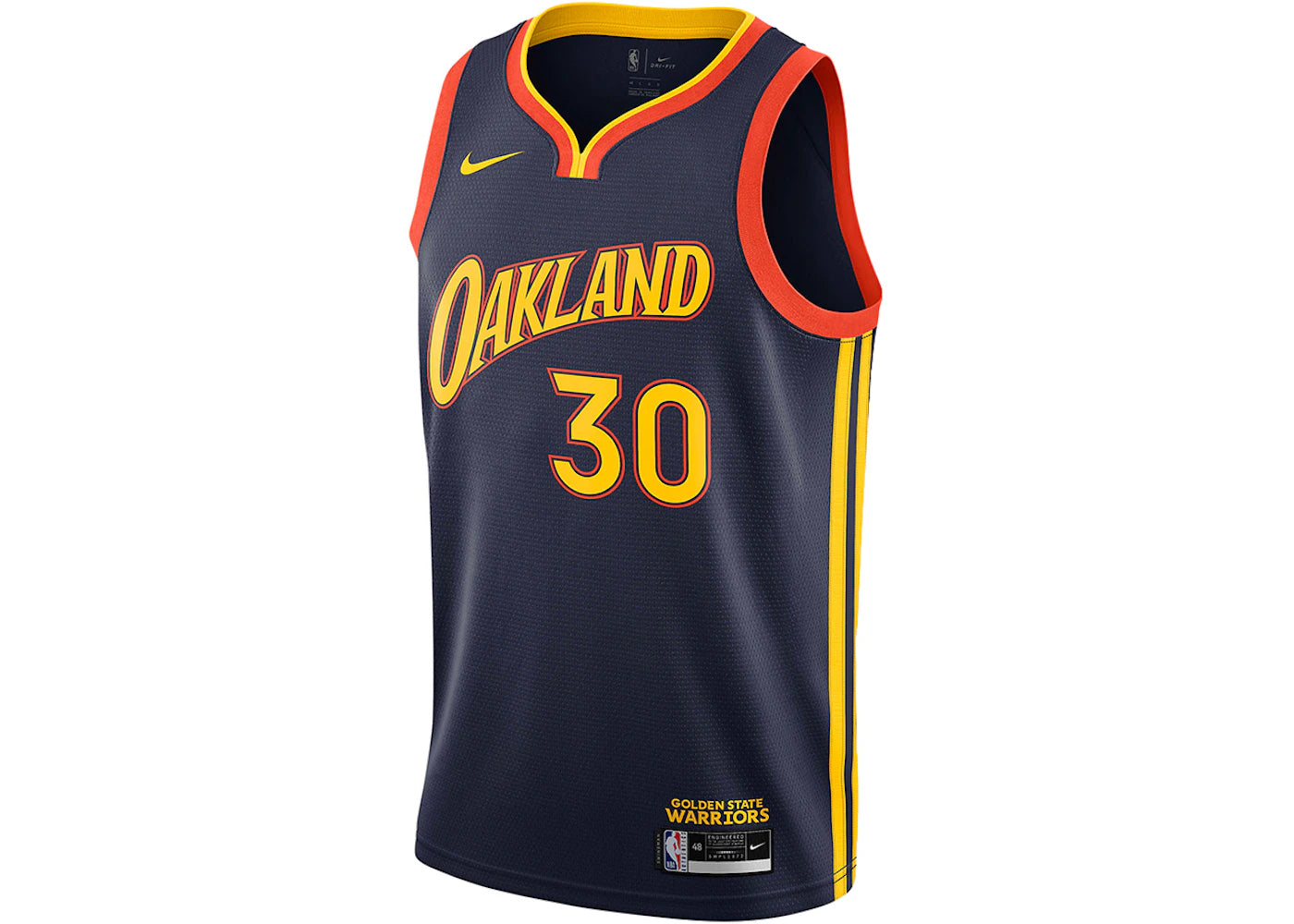 Nike NBA Golden State Warriors Oakland 2021/22 Stephen Curry City Edition Swingman Jersey College Navy/Team Orange - vue 360