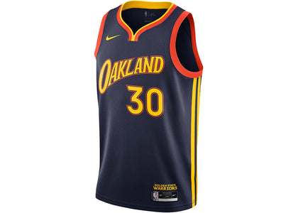 Nike NBA Golden State Warriors Oakland 2021/22 Stephen Curry City Edition Swingman Jersey College Navy/Team Orange - authe...