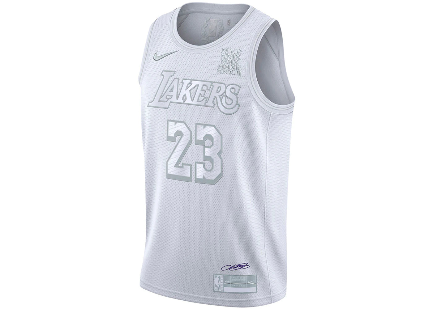 Nike NBA LA Lakers MVP Lebron James 23 Authentic Swingman Jersey White - vue 360