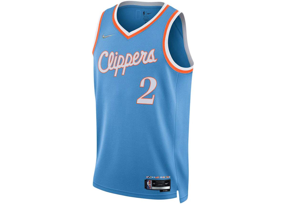 Nike NBA Los Angeles Clippers Kawhi Leonard Maillot City Edition Mixtape Swingman Jersey Light Blue/Orange - vue 360