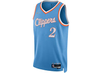 Nike NBA Los Angeles Clippers Kawhi Leonard Maillot City Edition Mixtape Swingman Jersey Light Blue/Orange
