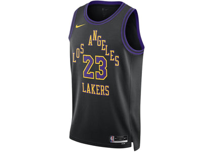 Nike NBA Los Angeles Lakers Lebron James City Edition 2023-2024 Swingman Jersey Black - authentic Nike apparel