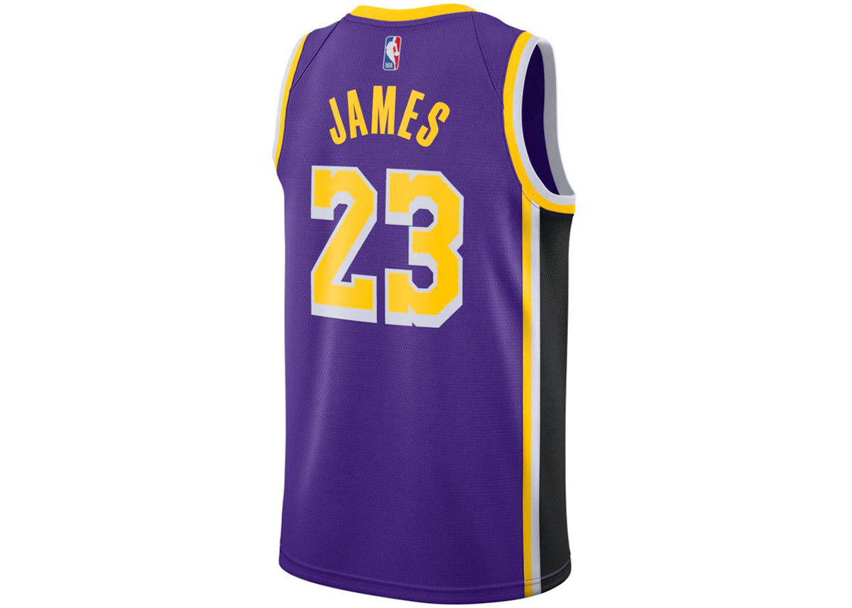 Nike NBA Los Angeles Lakers Lebron James Statement Edition 2020 Swingman Jersey Purple/Yellow - vue secondaire B